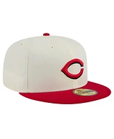 New Era Men's White Cincinnati Reds Evergreen Chrome 59Fifty Fitted Hat