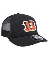 New Era Men's Black Cincinnati Bengals Main Trucker Low Profile 9Fifty Snapback Hat