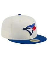 New Era Men's Cream Toronto Blue Jays Evergreen Chrome 59Fifty Fitted Hat