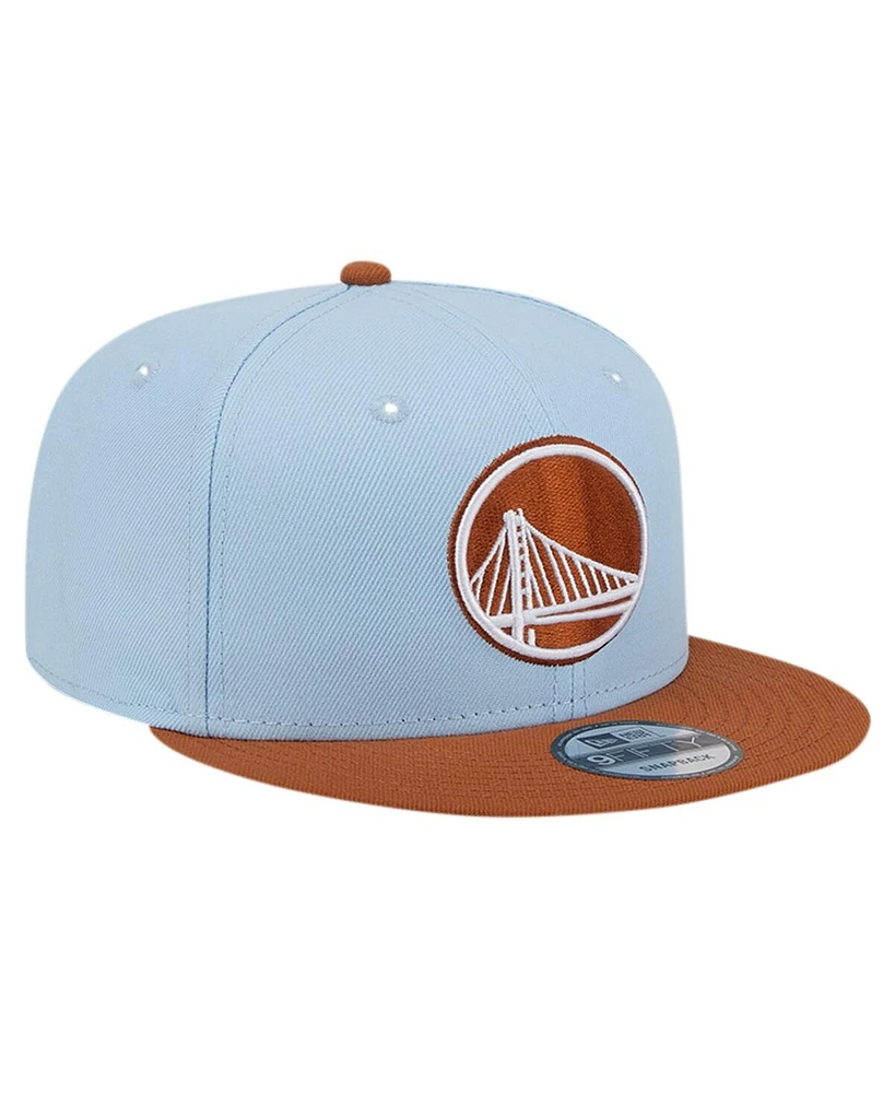 New Era Men's Light Blue/ Golden State Warriors 2-Tone Color Pack 9Fifty Snapback Hat