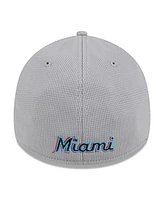 New Era Men's Gray Miami Marlins Active Pivot 39Thirty Flex Hat