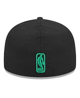 New Era Men's Black Boston Celtics Coral Reef Visor 59Fifty Fitted Hat