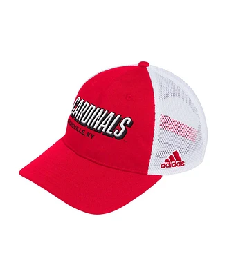 Adidas Men's Red Louisville Cardinals Mascot Block Letter Slouch Trucker Adjustable Hat