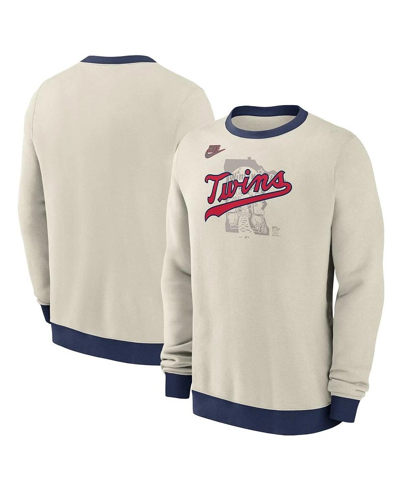 Nike Men's Cream Minnesota Twins Cooperstown Collection Fleece Pullover Sweatshirt