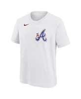 Nike Youth Ronald Acuna Jr. White Atlanta Braves Fuse City Connect Name Number T-Shirt