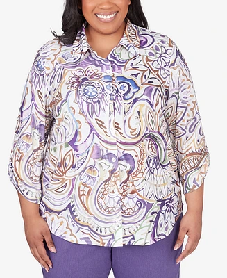 Alfred Dunner Plus Charm School Drama Paisley Top