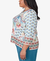 Alfred Dunner Plus Size Sedona Sky Medallion Paisley Top