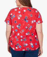 Alfred Dunner Plus Size Stars Side Tie Short Sleeve Tee