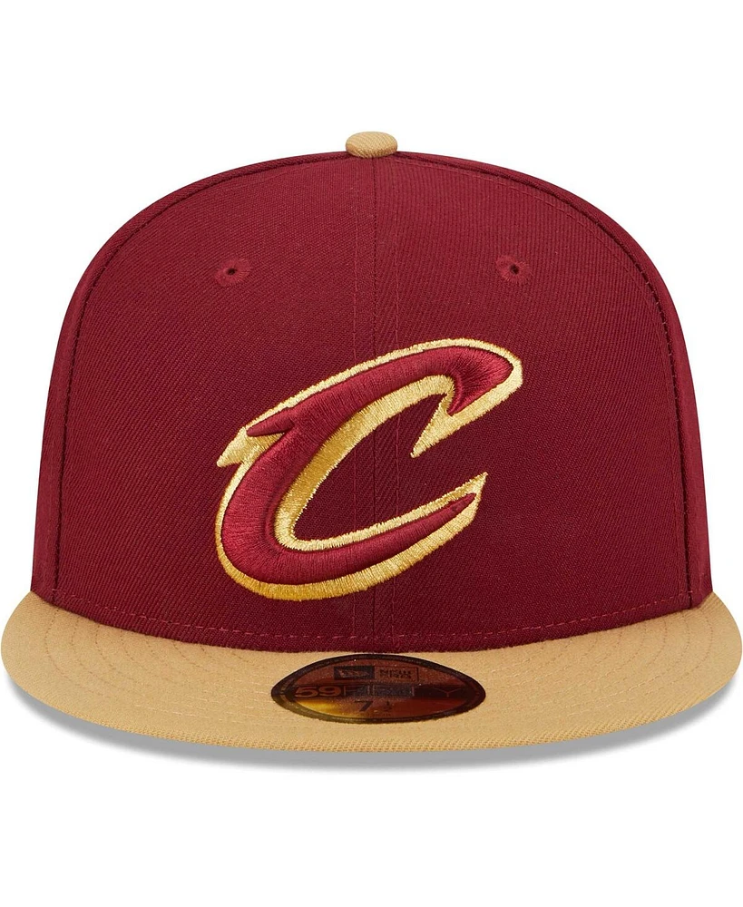 New Era Men's Wine/Gold Cleveland Cavaliers Gameday Gold Pop Stars 59Fifty Fitted Hat