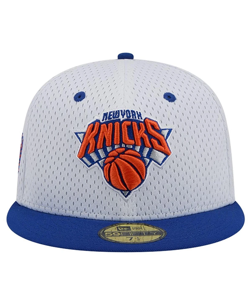 New Era Men's White/Blue York Knicks Throwback 2Tone 59fifty Fitted Hat