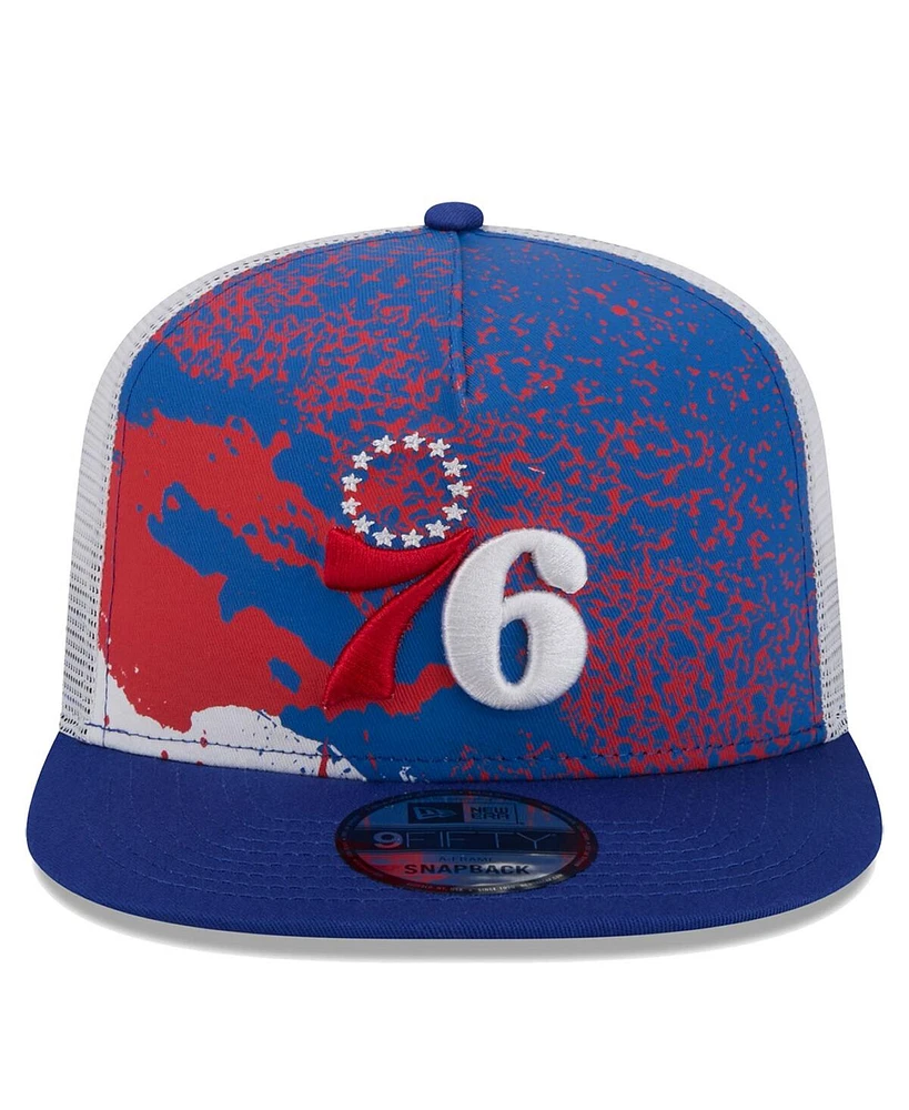 New Era Men's Royal Philadelphia 76ers Court Sport Speckle 9fifty Snapback Hat