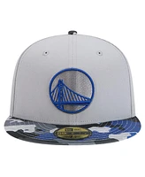 New Era Men's Gray Golden State Warriors Active Color Camo Visor 59fifty Fitted Hat