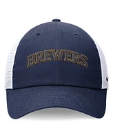 Nike Men's Navy Milwaukee Brewers Evergreen Wordmark Trucker Adjustable Hat