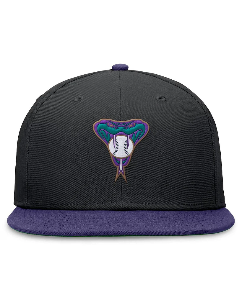 Nike Men's Black/Purple Arizona Diamondbacks Rewind Cooperstown True Performance Fitted Hat