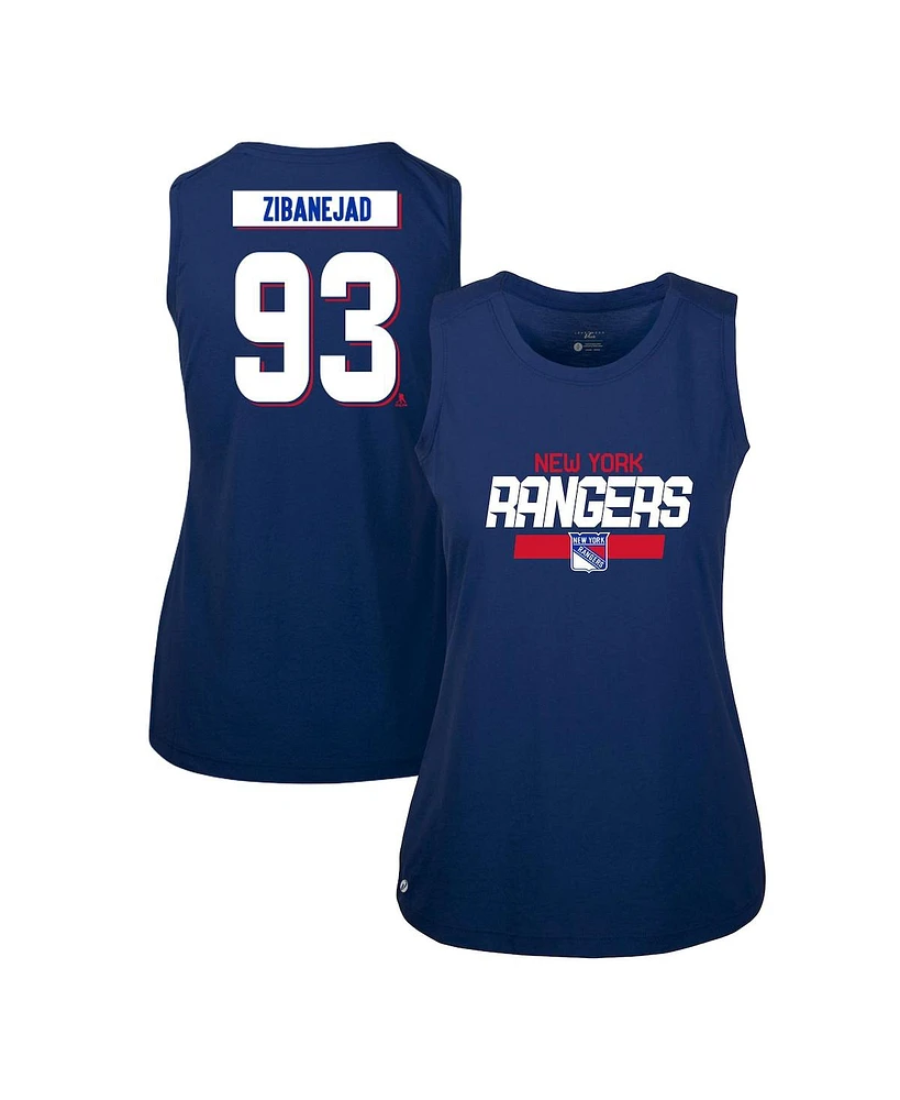 LevelWear Women's Mika Zibanejad Blue New York Rangers Macy Player Name Number Tank Top