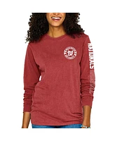 Soft as a Grape Women's Red Washington Nationals Pigment-Dyed Long Sleeve T-Shirt