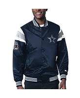 Starter Men's Navy Dallas Cowboys Satin Varsity Full-Snap Jacket