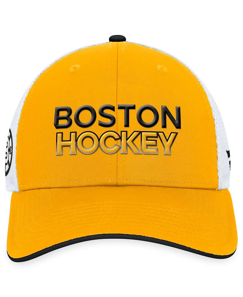 Fanatics Branded Men's Gold Boston Bruins Alternate Authentic Pro Trucker Adjustable Hat