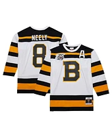 Mitchell Ness Men's Cam Neely White Boston Bruins 1991/92 Alternate Captain Blue Line Player Jersey