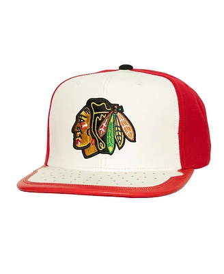 Mitchell Ness Men's White/Red Chicago Blackhawks Day One Snapback Hat