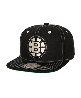 Mitchell Ness Men's Black Boston Bruins Energy Contrast Natural Snapback Hat