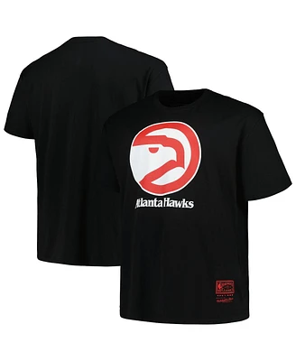 Mitchell Ness Men's Black Atlanta Hawks Big Tall Hardwood Classics Vintage-like Logo T-Shirt