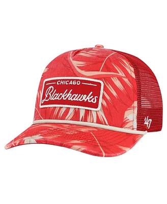 47 Brand Men's Red Chicago Blackhawks Tropicalia Allover Print Trucker Adjustable Hat