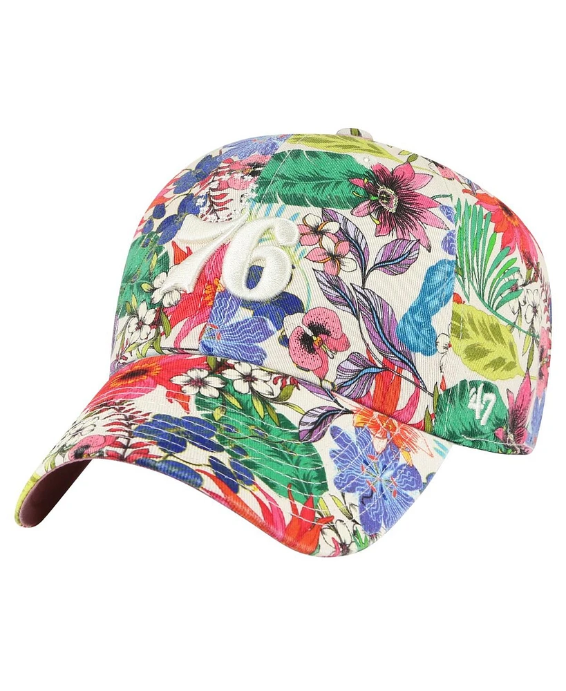 47 Women's Cream Philadelphia 76ers Pollinator Clean Up Adjustable Hat