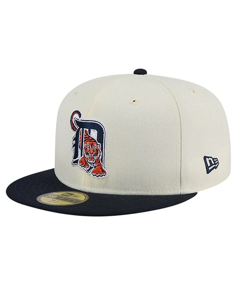New Era Men's White Detroit Tigers Cooperstown Collection Chrome 59Fifty Fitted Hat