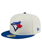 New Era Men's Cream Toronto Blue Jays Evergreen Chrome 59Fifty Fitted Hat