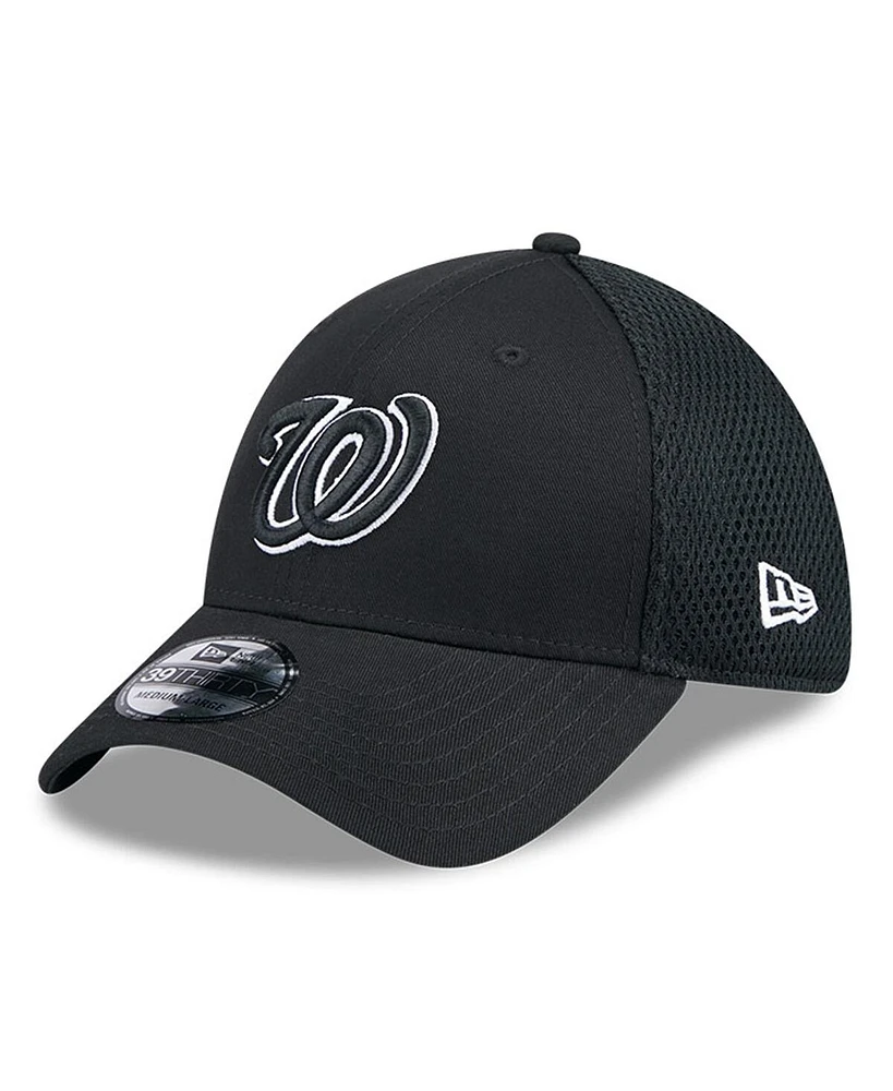 New Era Men's Washington Nationals Evergreen Black White Neo 39Thirty Flex Hat