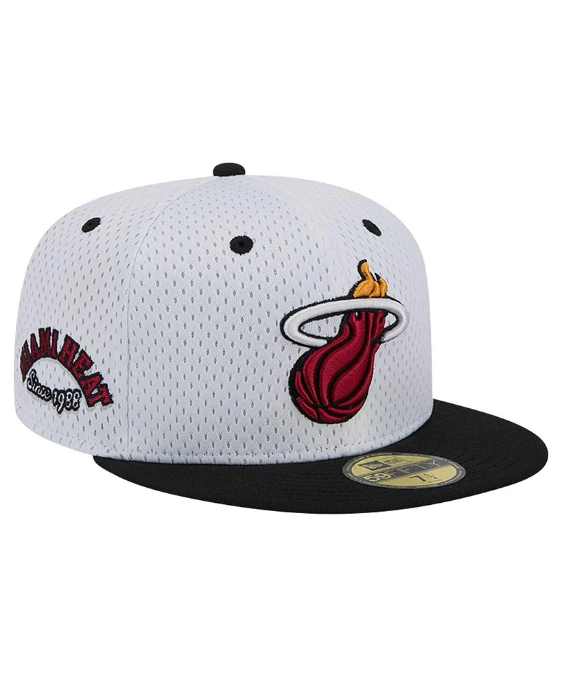 New Era Men's White/Black Miami Heat Throwback 2Tone 59Fifty Fitted Hat