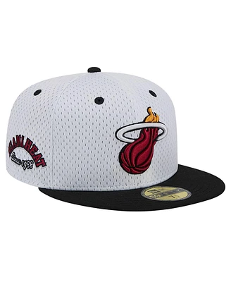 New Era Men's White/Black Miami Heat Throwback 2Tone 59Fifty Fitted Hat