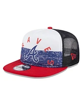 New Era Men's White/Red Atlanta Braves Team Foam Front A-Frame Trucker 9Fifty Snapback Hat