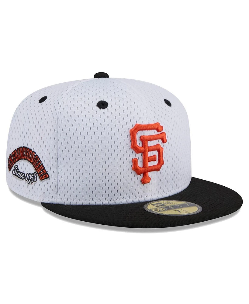 New Era Men's White San Francisco Giants Throwback Mesh 59Fifty Fitted Hat