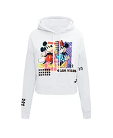 Freeze Max Women's White Mickey Friends Bold Expression Cropped Pullover Hoodie