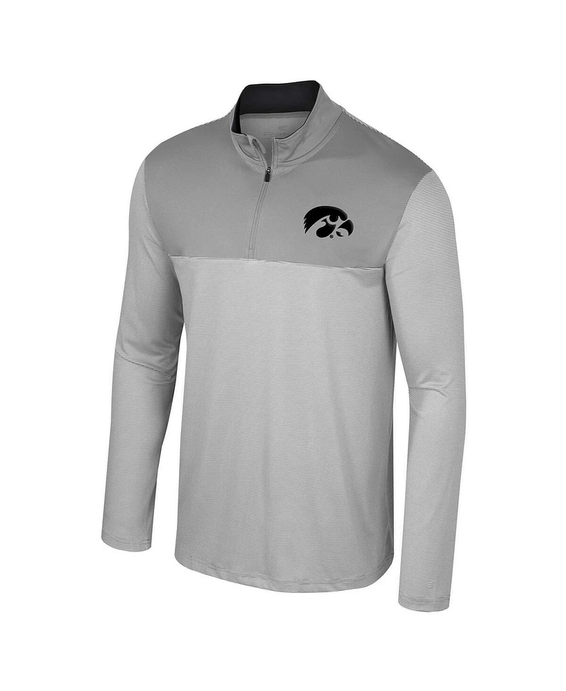 Colosseum Men's Gray Iowa Hawkeyes Tuck Quarter-Zip Top