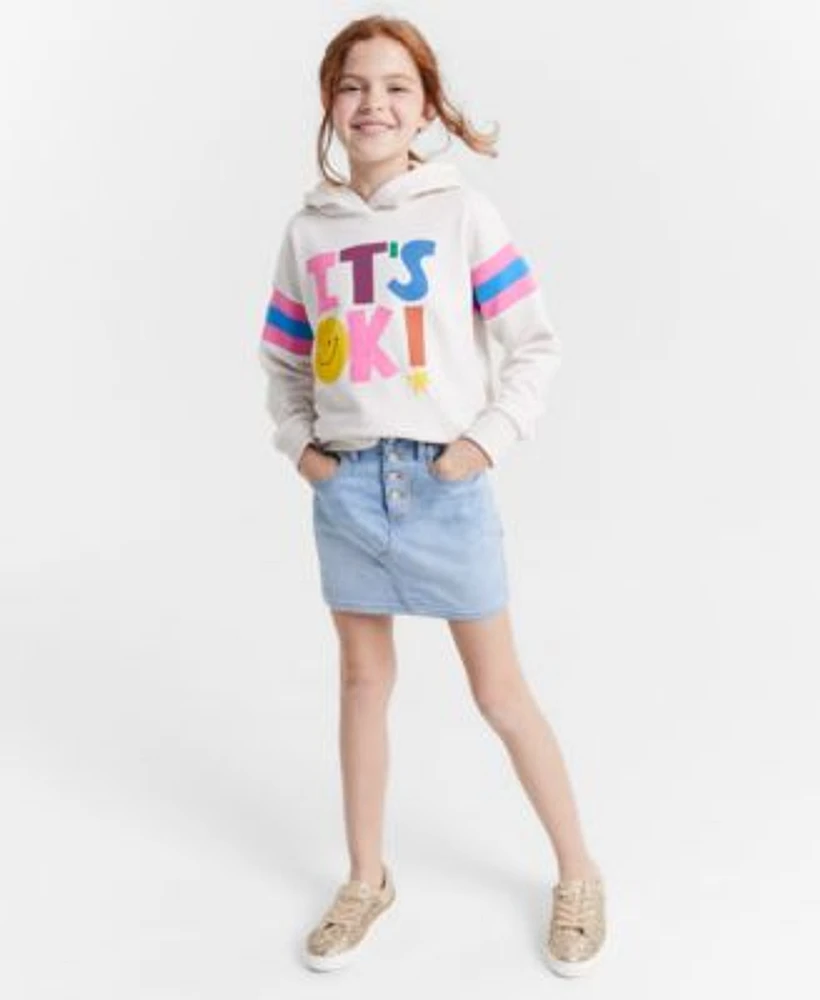 Epic Threads Little Big Girls Its Okay Graphic Hoodie Bloom Denim Skort Nia Lace Up Shoes Created For Macys