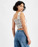 And Now This Women's Printed Woven Sleeveless Corset Top, Created for Macy's