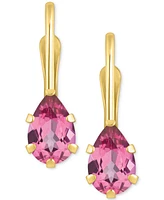 Pink Topaz Pear-Cut Solitaire Leverback Earrings (1 ct. t.w.) 10k Gold