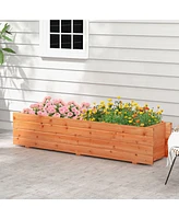 Slickblue Fir Wood Planter Box with 2 Drainage Holes and 3 Added Bottom Crossbars