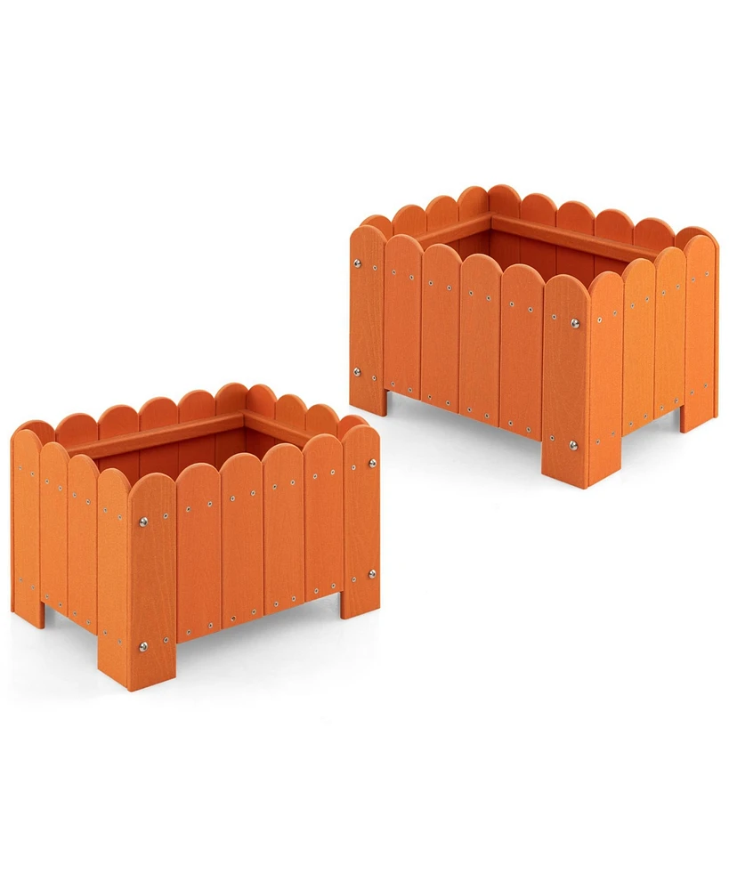 Slickblue 2 Pack Rectangular Planter Box with Drainage Gaps for Front Porch Garden Balcony