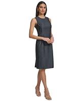 Calvin Klein Women's Crewneck Sleeveless Denim Sheath Dress