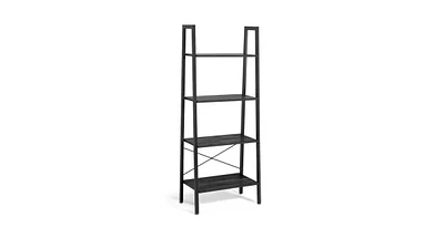 Slickblue 4-Tier Ladder Shelf Bookcase Bookshelf Display Rack Plant Stand-Dark Grey