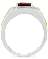 Men's Garnet (4-3/4 ct. t.w.) & Diamond (1/10 Halo Ring Sterling Silver 14k Gold-Plate