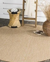 Safavieh Courtyard CY8521 Natural and Cream 5'3" x 5'3" Sisal Weave Round Outdoor Area Rug