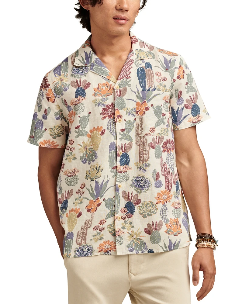 Lucky Brand Floral Print Short Sleeve Camp Collar