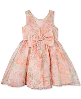 Rare Editions Toddler & Little Girls Illusion-Bodice Floral-Print Organza Social Dress