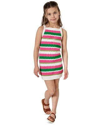 Rare Editions Little Girls Striped Crochet Dress