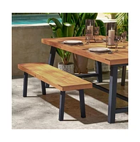 Tokar Rustic Acacia Wood Bench With Seating For Two, Flared Wooden Legs And Slatted Surface For Indoor And Outdoor Use